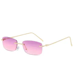 Fashion Rimless Cut-edge Sunglasses Ocean Lens Sunglasses - Purple - View 1