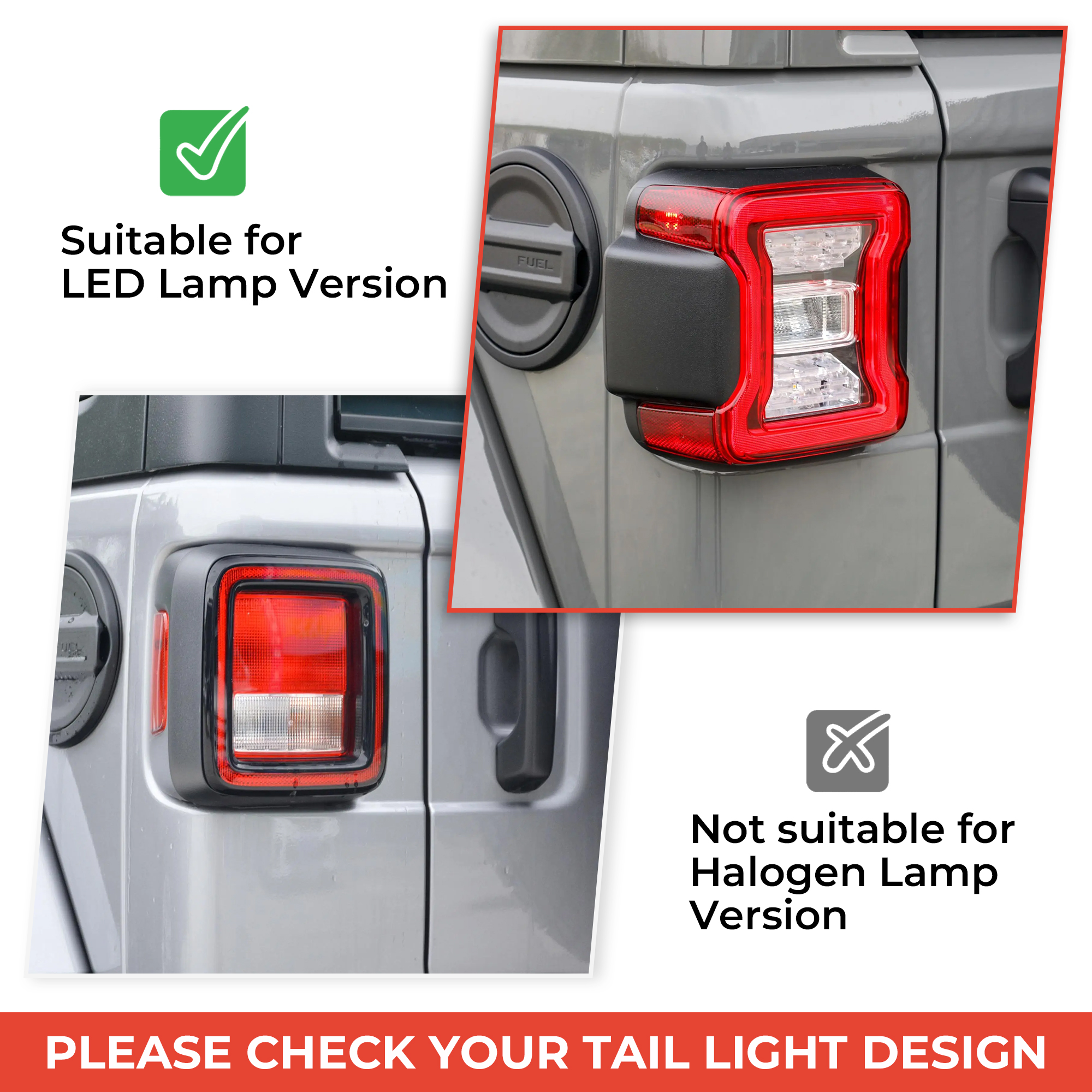 Tail Light Cover Compatible With 2018 Wrangler JL