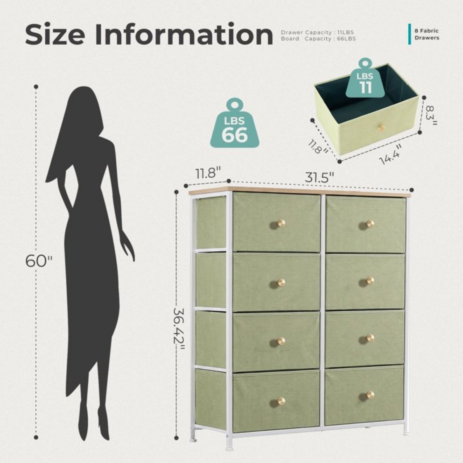 Fabric Dresser For Bedroom, Chest Of Drawers Organizer Storage Cabinet For Closet And Entryway image 8
