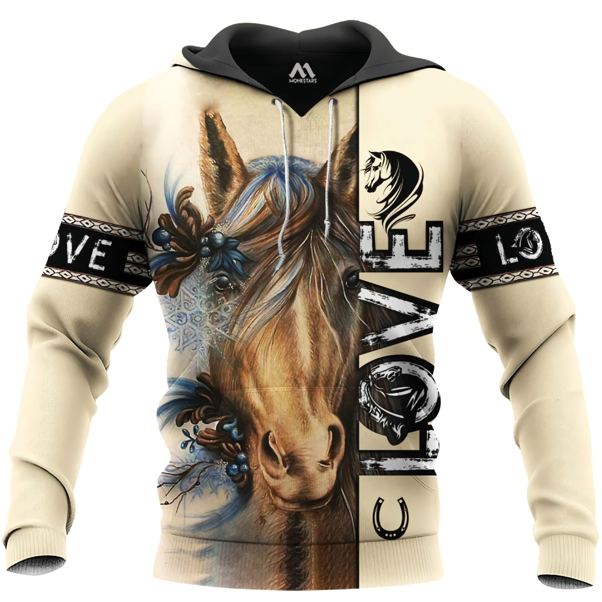 European And American Style Horse Series 3D Digital Printing Hooded Sweater