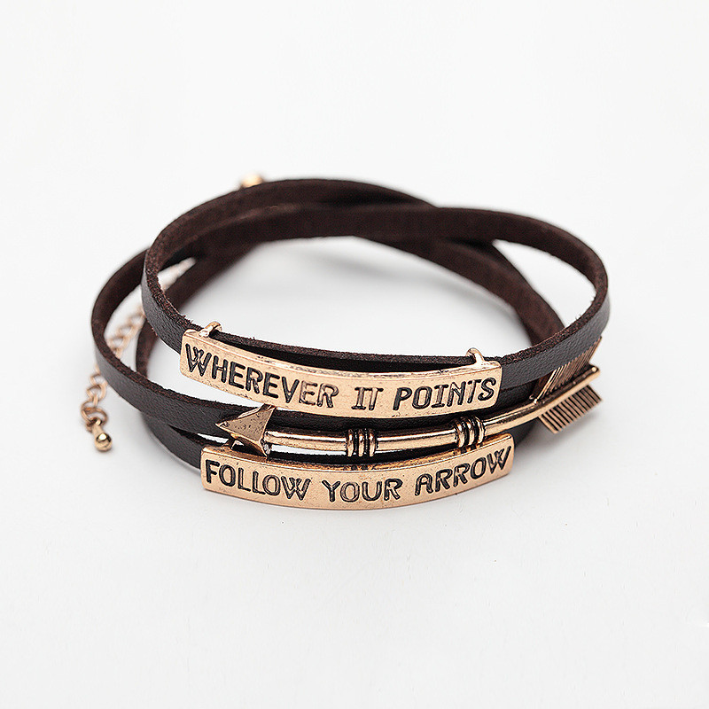 Fashion Simple Letter Leather Multi-layer Bracelet