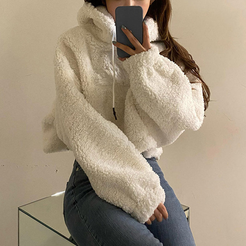 Title 11, Casual Warm Hooded Short Lamb Sweater