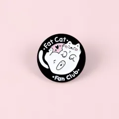 Personalized Cute Little White Cat Paint Brooch Pin - Black - View 1