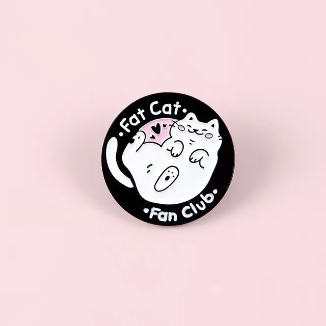 Personalized Cute Little White Cat Paint Brooch Pin Black - Shop at LoveMi