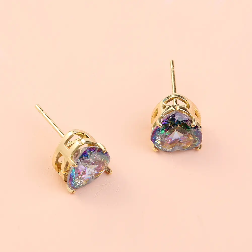 European and American Amazon hot-selling jewelry colorful zircon shiny simple love wild earrings earrings
