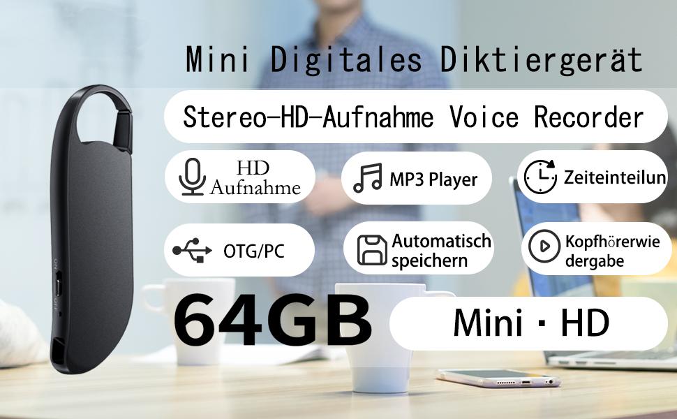 Digital Voice Recorder, 64GB Voice Activated Recorder With Noise Reduction For Work, Lectures, Meetings, Interviews