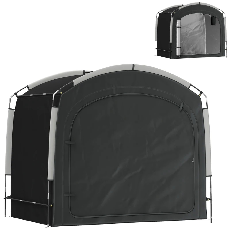 Bike Storage Shed Tent, Portable And Waterproof With 210D Oxford Fabric And Carry Bag For 3-4 Bicycles, Black thumbnail 9