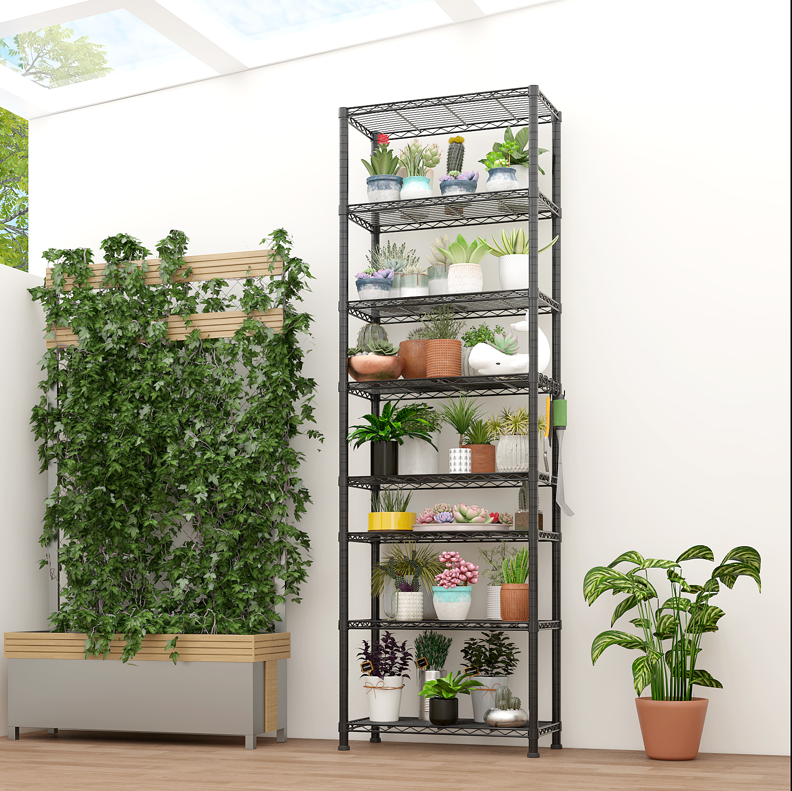 8 Tier Heavy Duty Storage Shelves 78.74in H Wire Shelving Unit With Wheels 1600LBS NSF Metal Shelves For Storage Adjustable Garage Storage Rack Pantry Shelf Commercial Shelving,78.74i H X 23.62inW product image