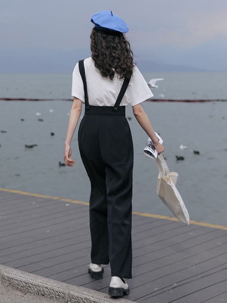 Women's High Waist Loose Small Bib Pants