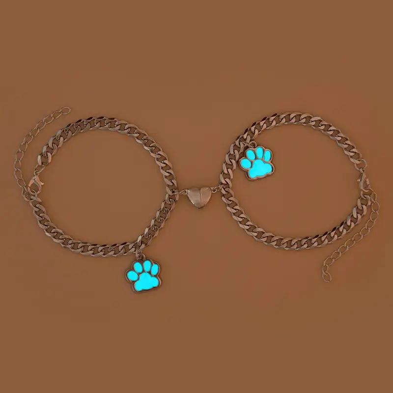 Couple Bestie Luminous Dog Claw Cat Claw Magnetic Buckle Bracelet