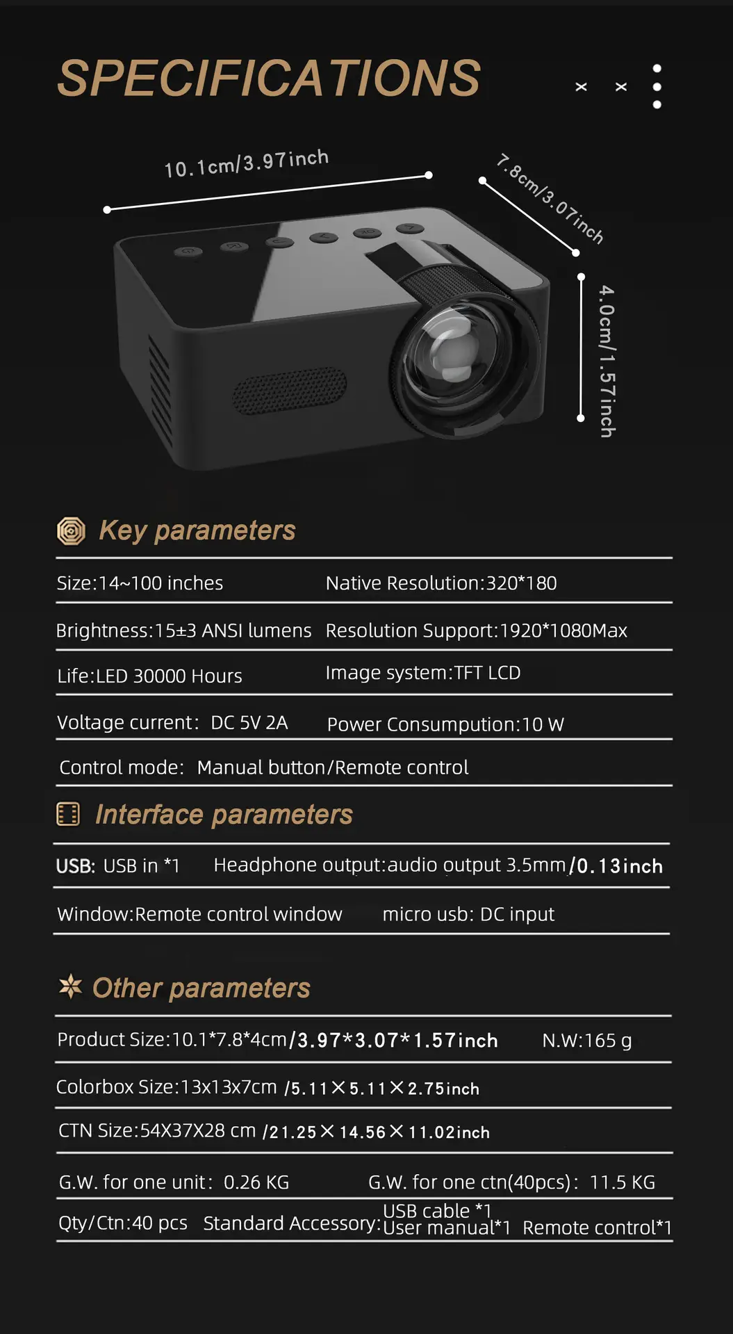 New YT100 Portable Mini Home Projector