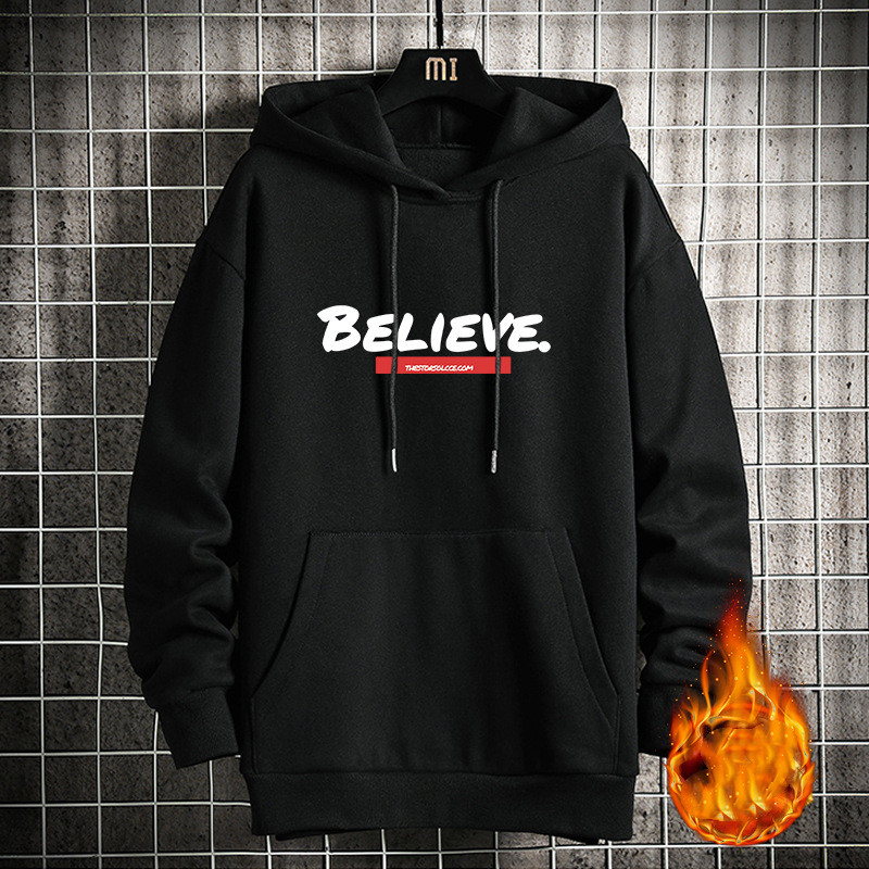 Men's Large Size Loose Hooded Fleece Sweater