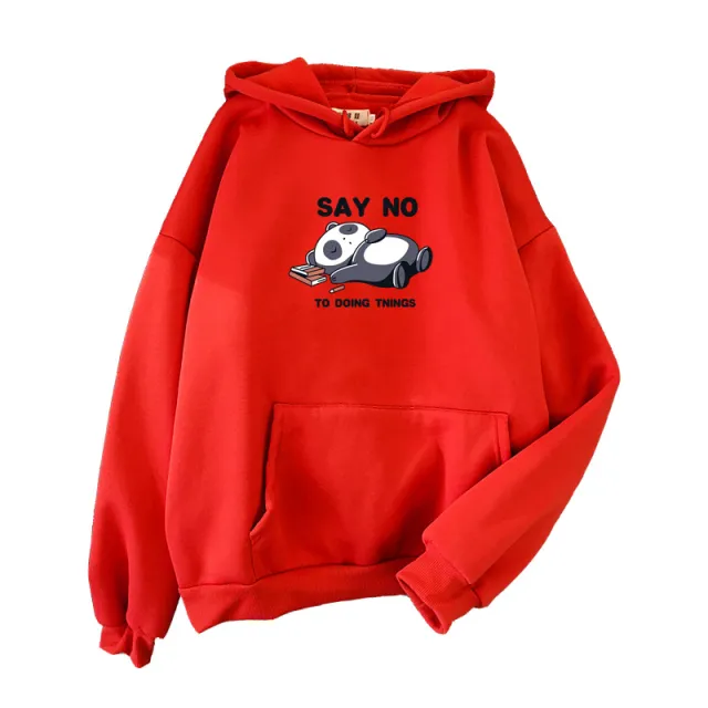 Hooded Plus Fleece Panda Sweater Women's Casual Loose Top Red - Shop at LoveMi