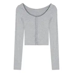Grey Retro Female Design Sense Niche A-line Skirt - Single Piece Cardigan - View 1