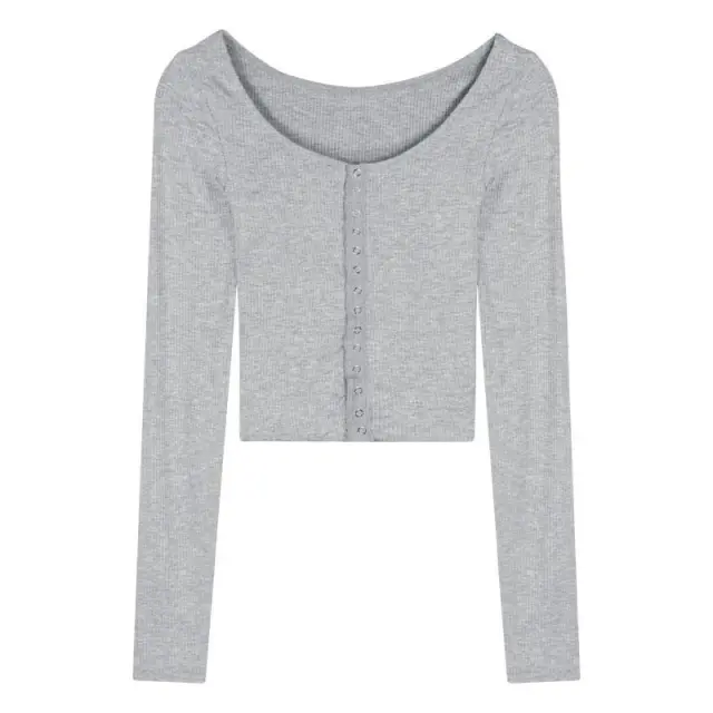 Grey Retro Female Design Sense Niche A line Skirt Single Piece Cardigan - Shop at LoveMi