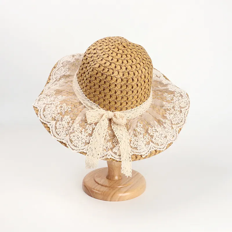 Women Lace Sun Hats for Wide Brim Straw Beach