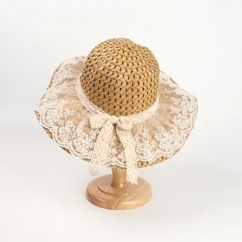 Women Lace Sun Hats for Wide Brim Straw Beach