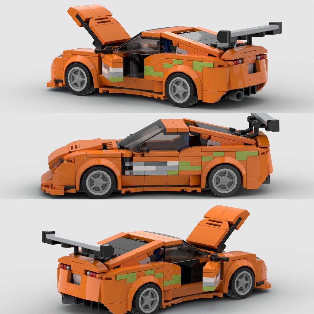 358PCS Orange Sports Car MOC Building Blocks MK4 6