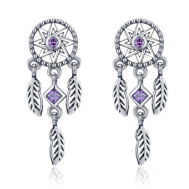 Sterling Silver Ear Studs Anti-allergy Trendy Earrings Dreamcatcher