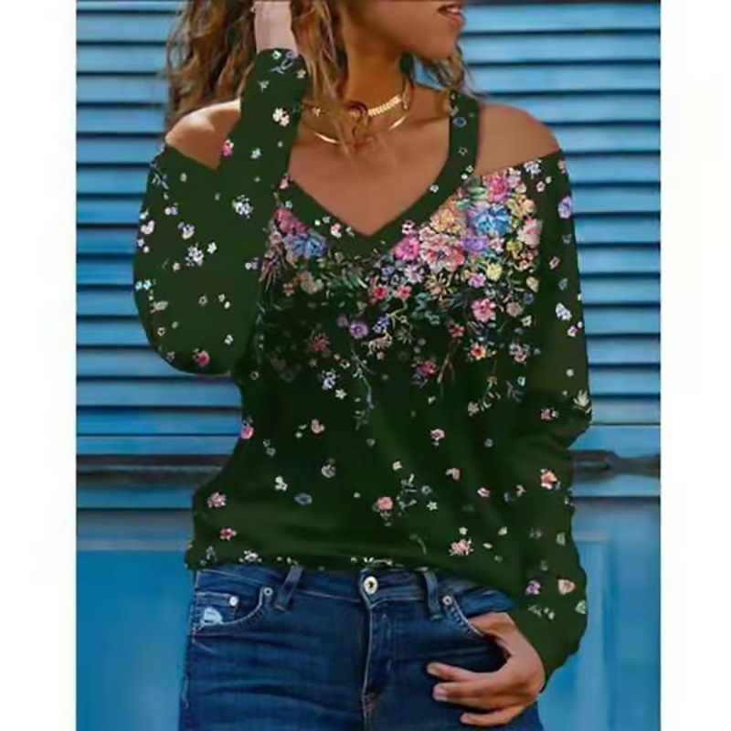 Title 5, Fashion Long Sleeve V-neck Strapless Floral Lad...