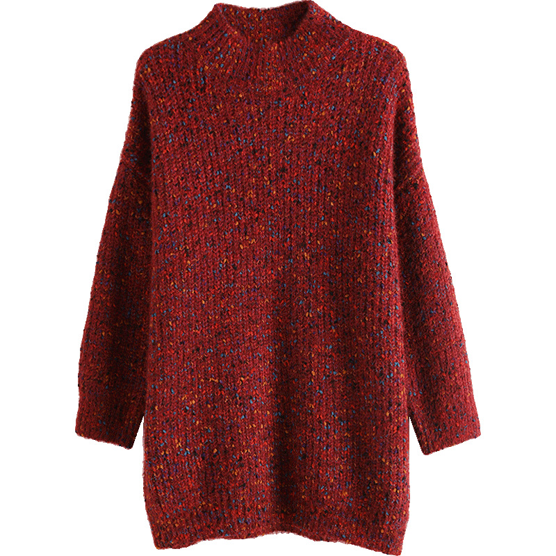 Thick Wool Sweater Women's Medium Long Bottoming Shirt Loose Outer Wear