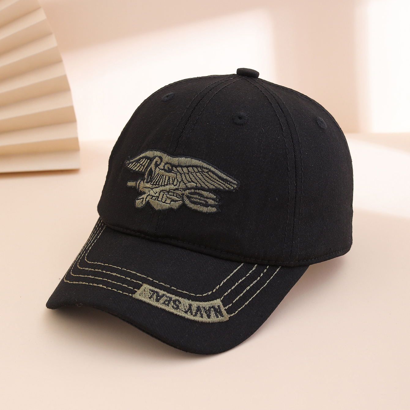 Spring And Autumn Fashion Patchwork Embroidered Letter Baseball Cap, Military Style Outdoor Versatile Straw Hat