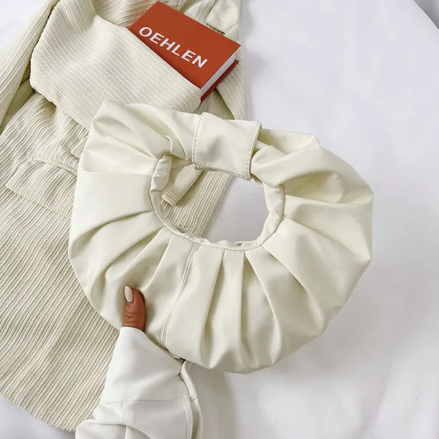 Women's Summer Fashion Pleated Bag Cloud Shoulder Bag White - Shop at LoveMi