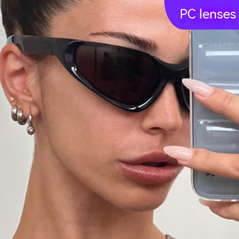 Title 2, Future Punk Y2g Shaped Semi-rimless Sunglasses ...