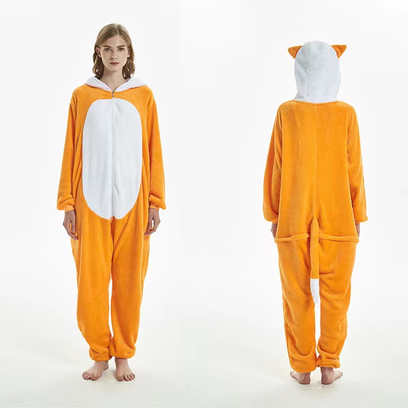 Flannel Autumn And Winter Homewear Cartoon Animal One-piece Pajamas