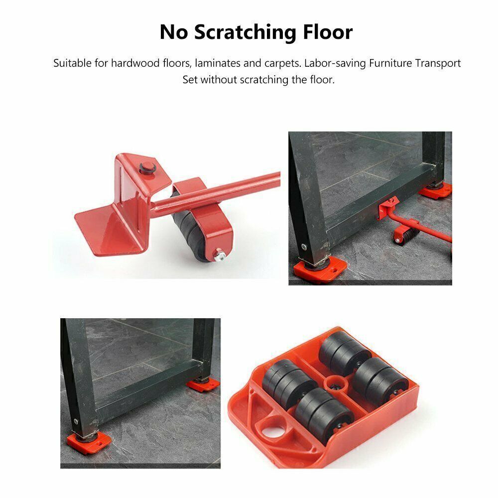 5 PCS Heavy Duty Furniture Shifter Lifter Set Wheel Moving Removal Slider — image 8