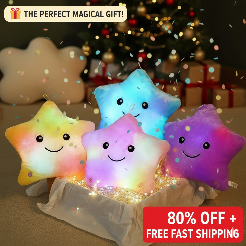 34CM Colorful Luminous Five-pointed Star Pillow Plush Toy Best Decoration 10