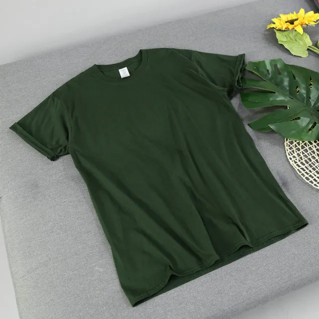 Solid Color Solid Color Bottoming Cotton Short sleeved Green - Shop at LoveMi