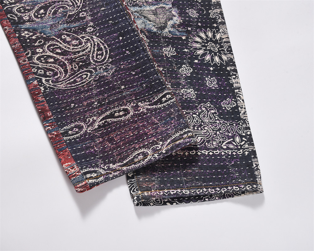 Digital Printed Jeans Men's Pattern Full Printed Straight-leg Trousers