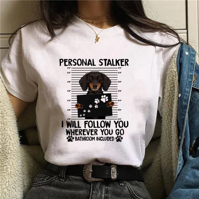 Personal Stalker Dachshund Print Women's Summer T shirt Color32984 - Shop at LoveMi