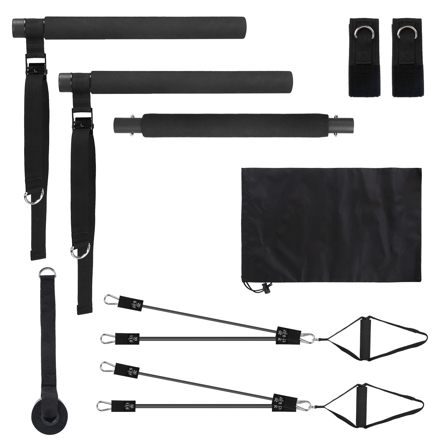 100LBS OR 180LBS Band Options - 1Pc Pilates Bar Kit Multifunctional Pilates Yoga Toning Bar Full Body Exercise Equipment Set For Beginners Intermediates Professionals 4 Elastic Resistance Bands — foto 14