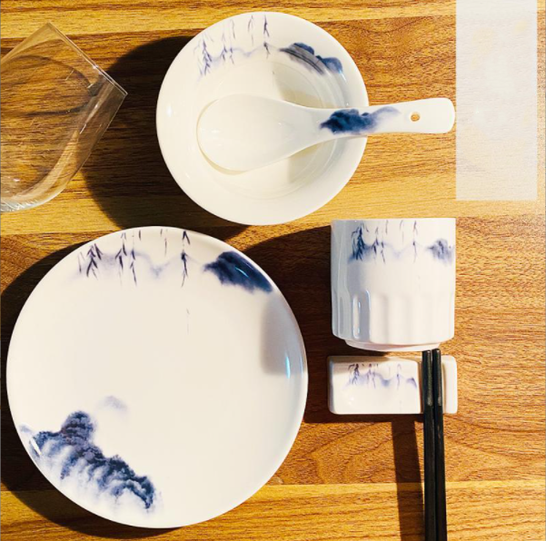 Four piece set blue painting