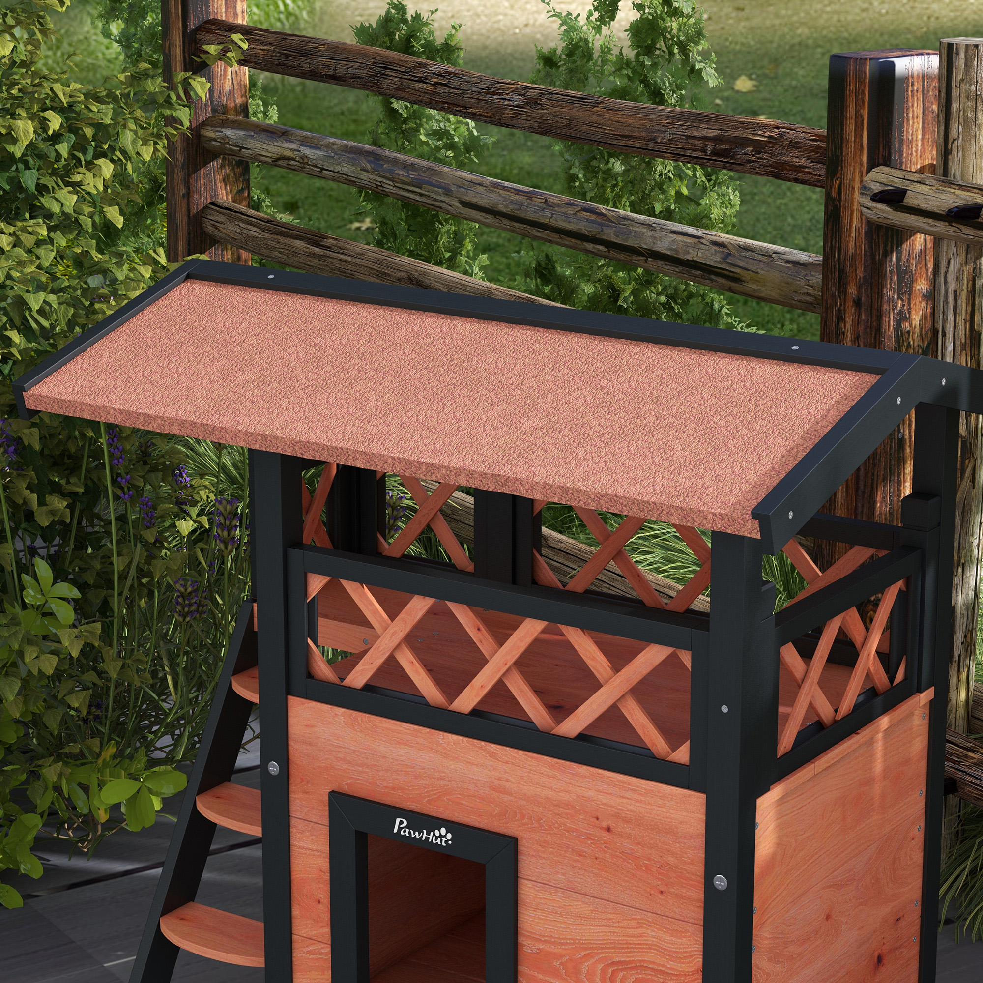 Outdoor Cat House With Balcony, Stairs And Roof, 77 X 50 X 73 Cm — image 8