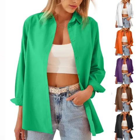 Women's Shirt Jacket Long Sleeve Blouse Button Down Tops