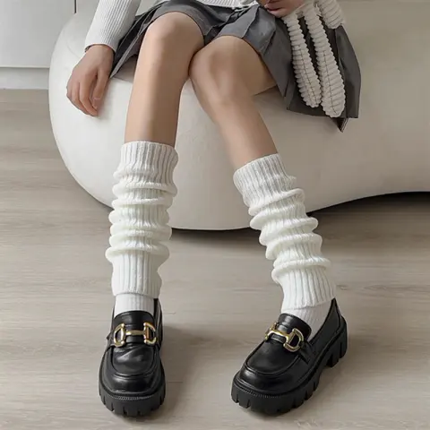 Wool Knitted Socks Leg Cover Pile Calf Women's Mid-tube