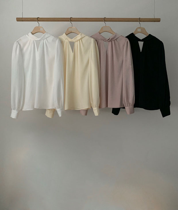 Ladies Kink V-neck Puff Sleeve Long Sleeve Shirt