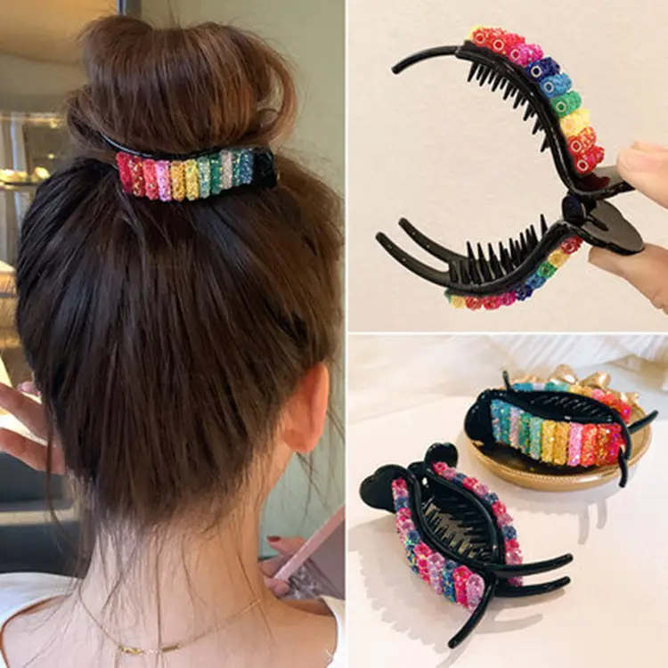 Girl Skittles Barrettes Back Head Grip Bun