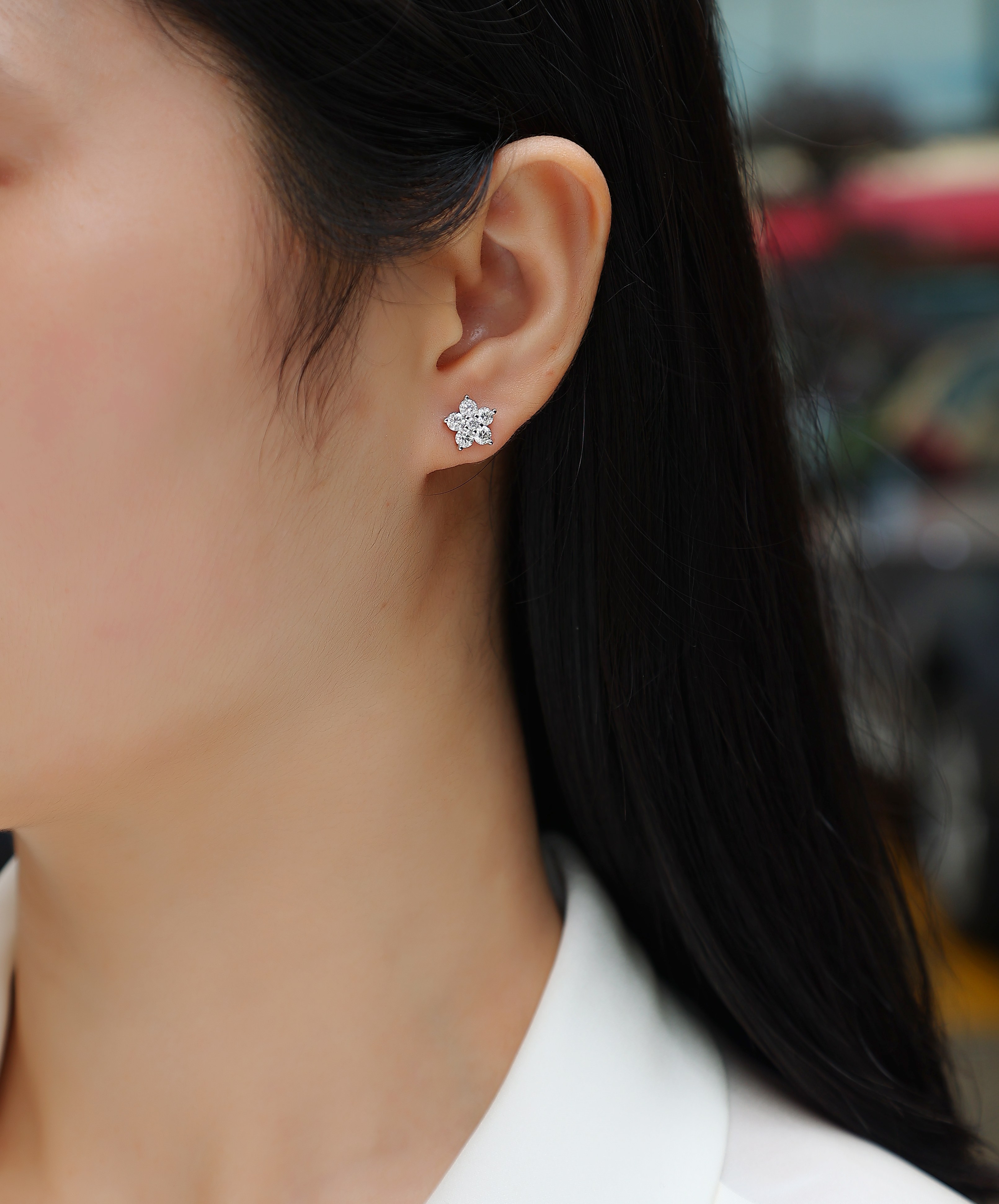 1Paris Flower - Fashionable And Luxurious Diamond Jewelry Set With Moissanite S925 Sterling Silver And Platinum-plated Stud Earrings Prohibit TikTok sales - Jewelry & Watches