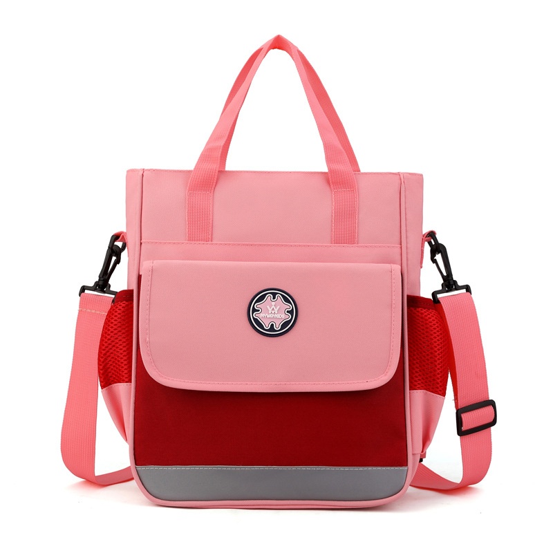 Primary School Student Printing And Tutoring Bag, Three Hand Bag, Children's One Shoulder Hand-held Printing Logo Tutoring Bag, Art File Bag - Pink