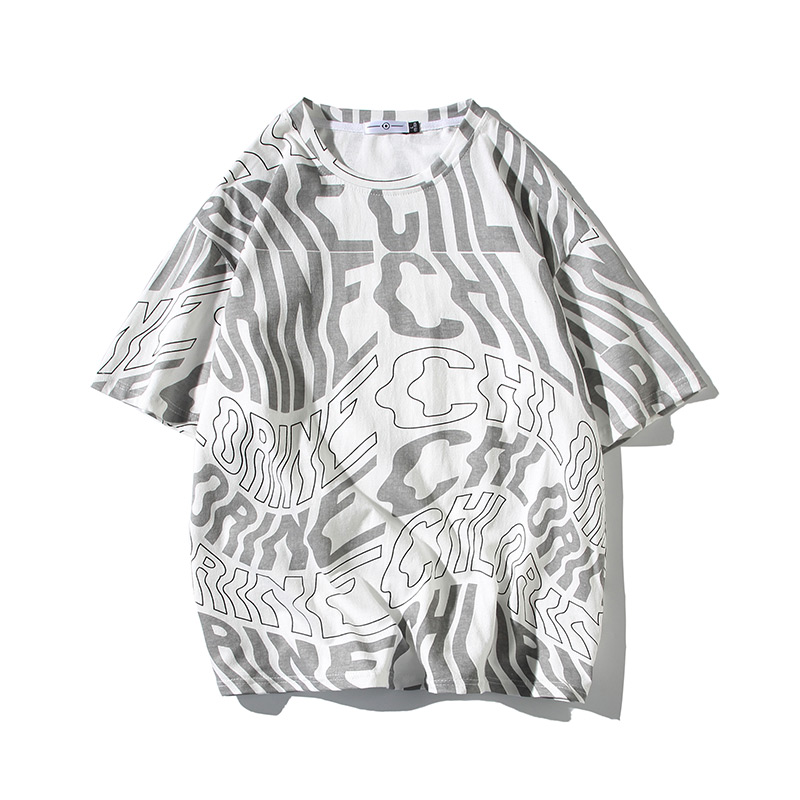 Title 7, Letter Graffiti Short-sleeved T-shirt Men