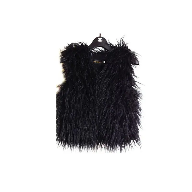European And American Girls Imitated Tibet Sheep Fur Fur Coat Children Sleeveless Solid Color Pleated Coat Children's Thermal Top