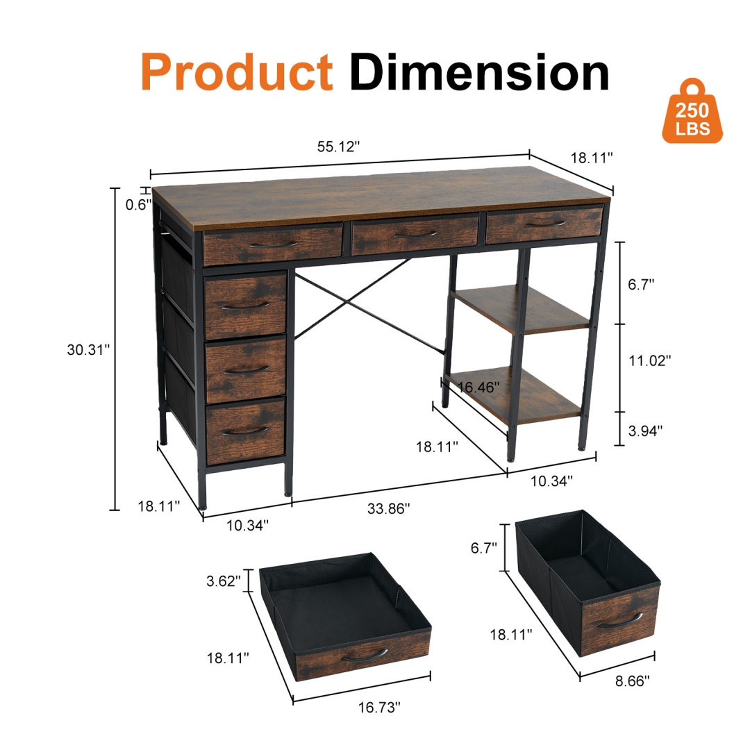 55-inch Computer Desk With 6 Drawers image 17