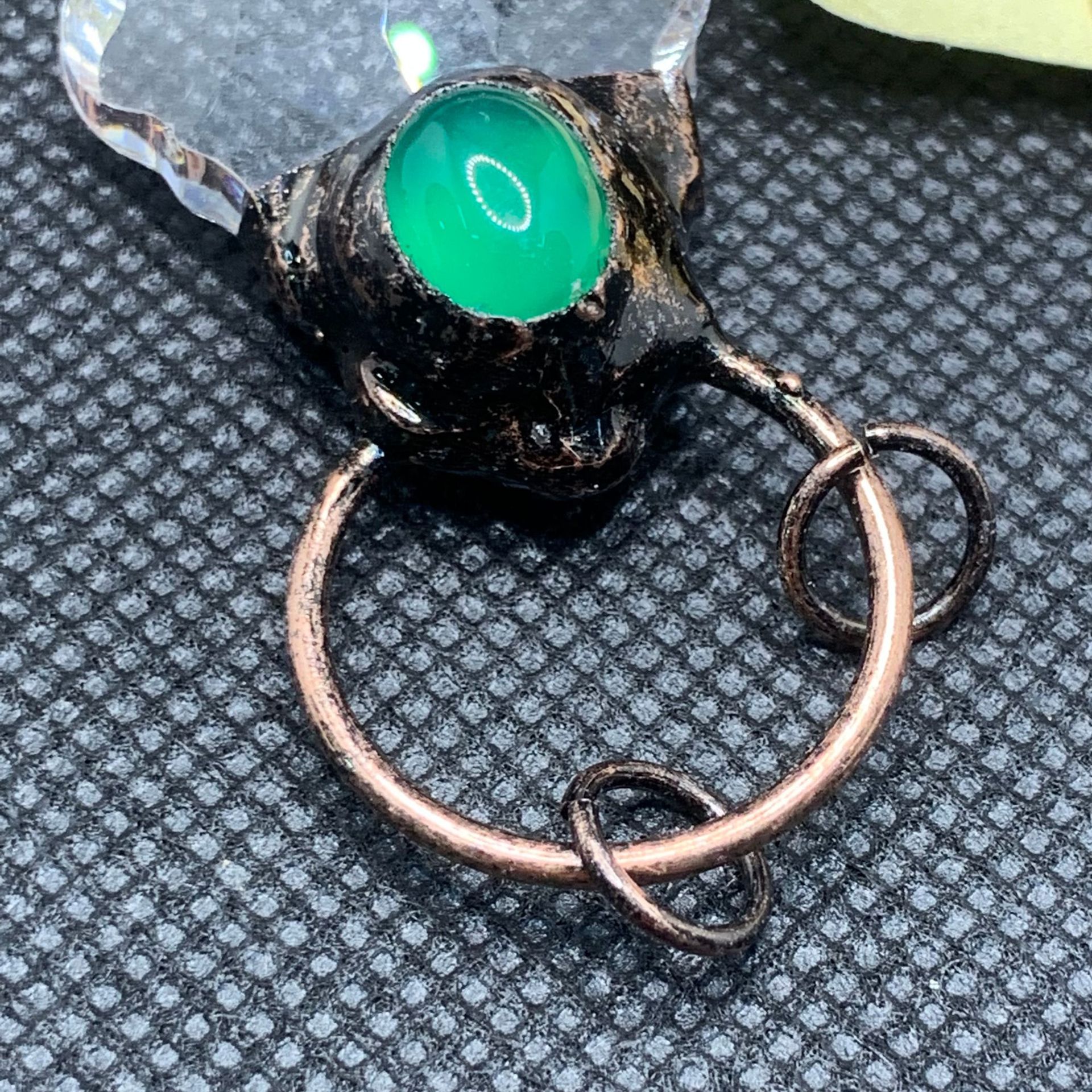 Crystal Glass Small Maple Leaf And Agate Egg Noodles Pendant