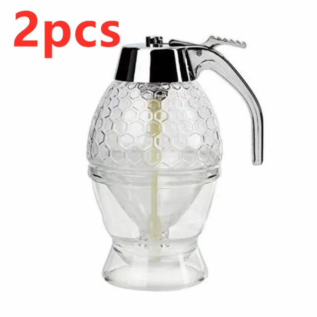 Squeeze Bottle Honey Jar Container Bee Drip Dispenser Kettle Storage Pot Transparent 2Pcs - Shop at LoveMi