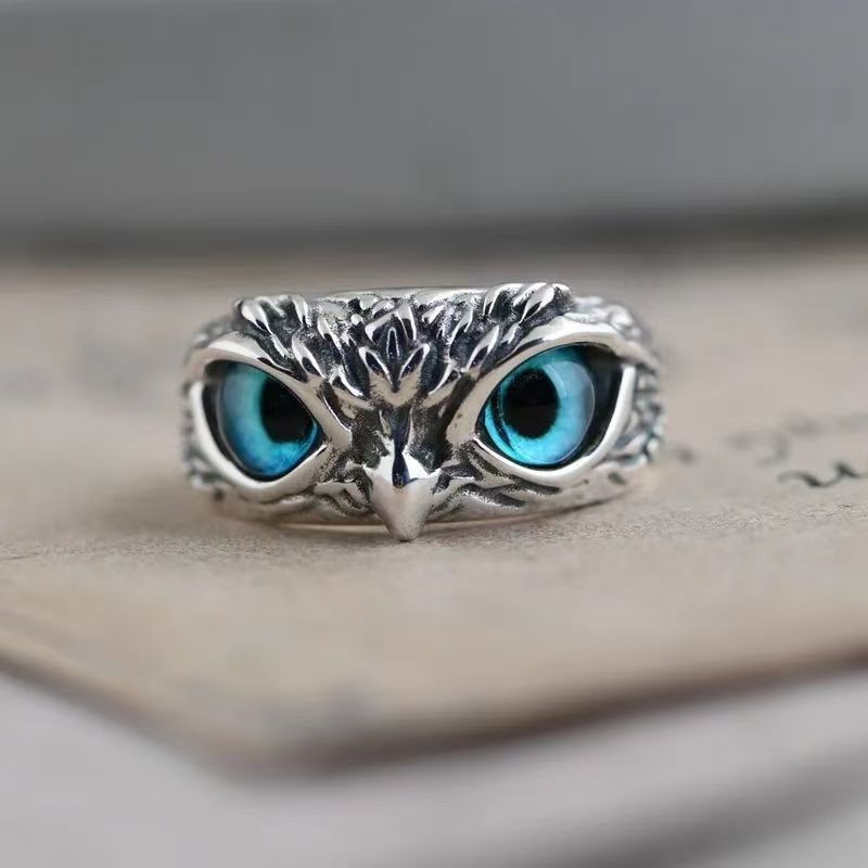 Vintage Owl Ring For Women Men, Creative Personality, Adjustable Open Ring - Image 1