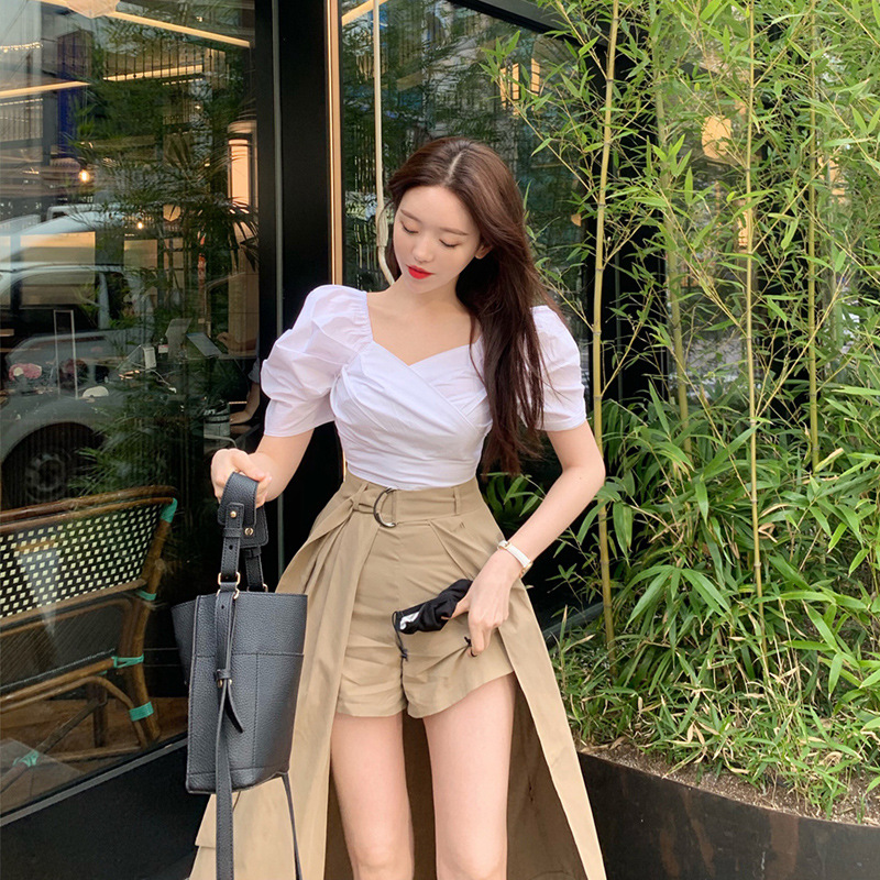 Women's Mid-length Khaki Niche Skirt